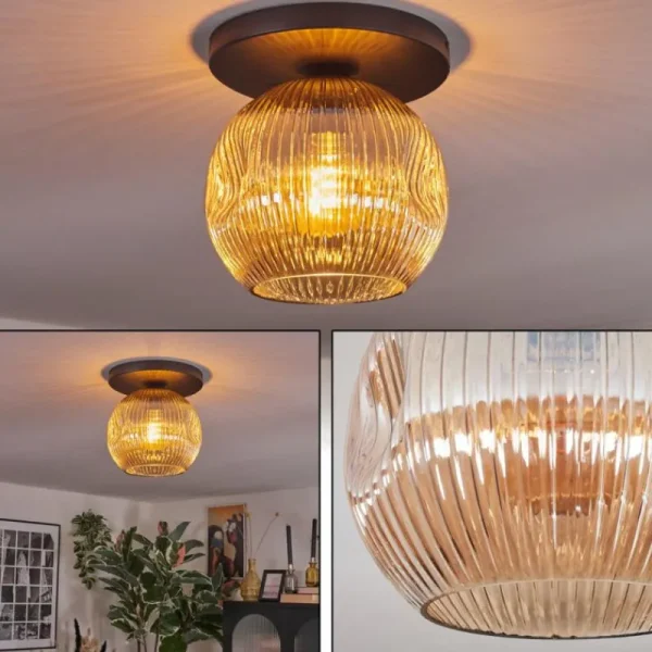 hofstein Ripoll Plafonnier, Boule lumineuse Ambre, 1 lumière* Lampes Modernes