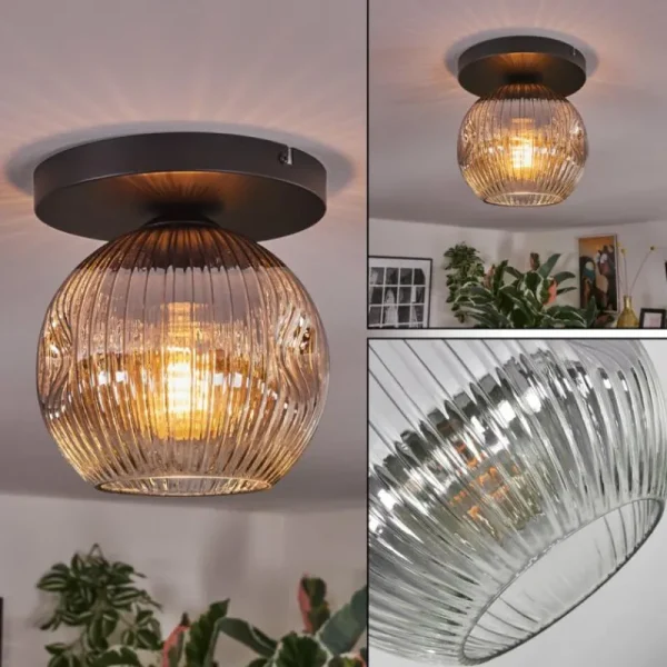hofstein Ripoll Plafonnier, Boule lumineuse Clair, Fumé, 1 lumière* Lampes Modernes