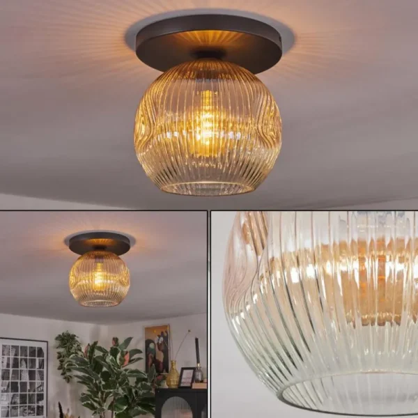 hofstein Ripoll Plafonnier, Boule lumineuse Ambre, Clair, 1 lumière* Lampes Modernes