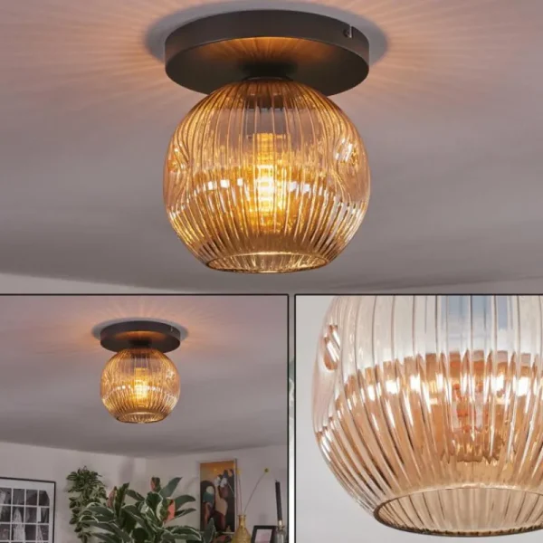 hofstein Ripoll Plafonnier, Boule lumineuse Ambre, 1 lumière* Lampes Modernes