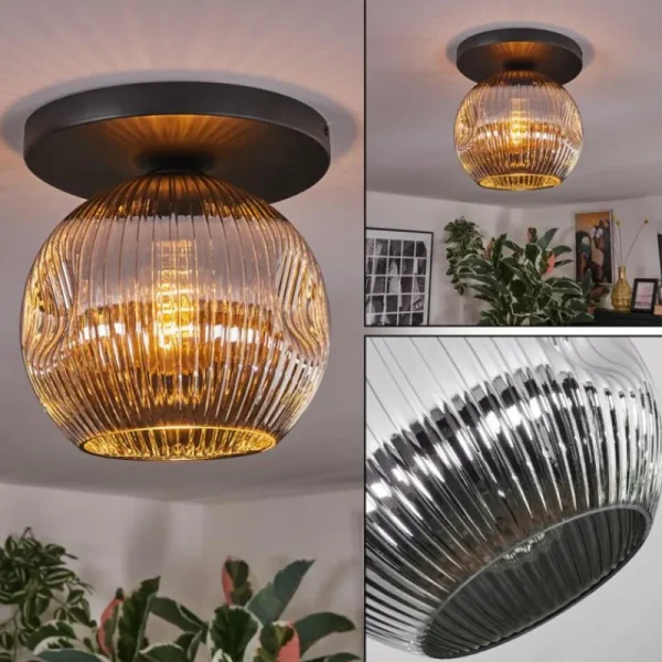 hofstein Ripoll Plafonnier, Boule lumineuse Chrome, Fumé, 1 lumière* Lampes Modernes