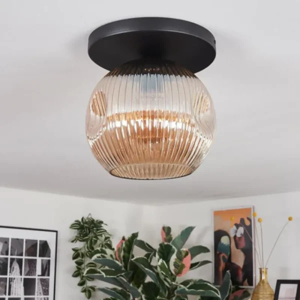 hofstein Ripoll Plafonnier, Boule lumineuse Ambre, 1 lumière* Lampes Modernes