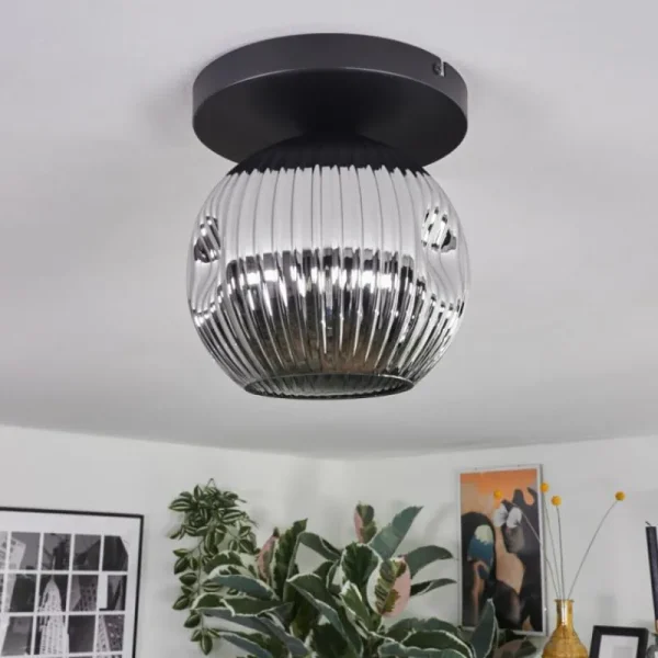 hofstein Ripoll Plafonnier, Boule lumineuse Chrome, Fumé, 1 lumière* Lampes Modernes