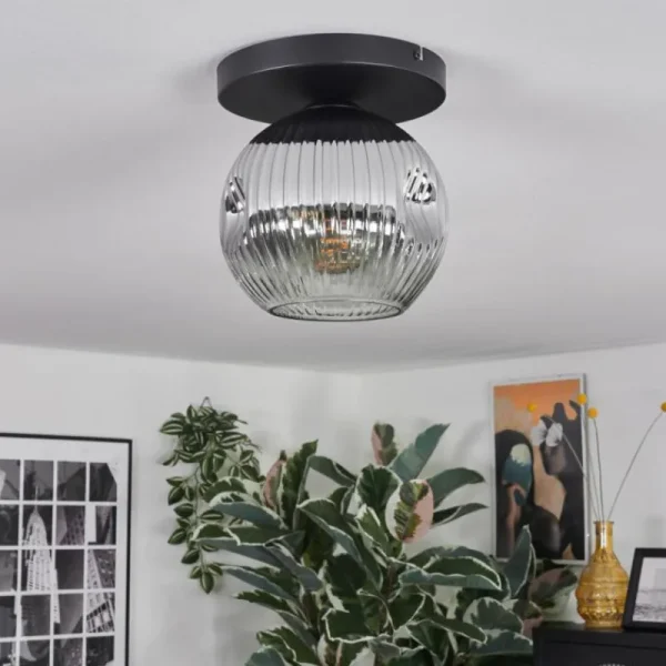 hofstein Ripoll Plafonnier, Boule lumineuse Chrome, Clair, Fumé, 1 lumière* Lampes Modernes