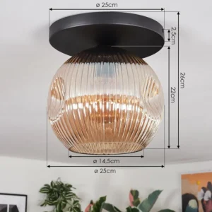hofstein Ripoll Plafonnier, Boule lumineuse Ambre, 1 lumière* Lampes Modernes