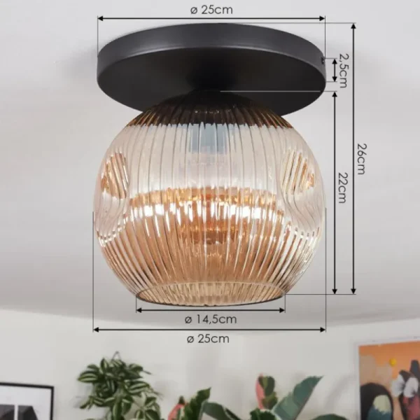 hofstein Ripoll Plafonnier, Boule lumineuse Ambre, 1 lumière* Lampes Modernes