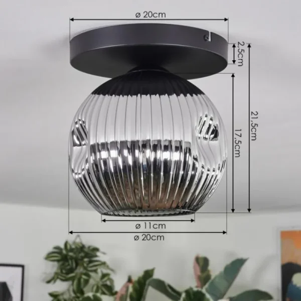 hofstein Ripoll Plafonnier, Boule lumineuse Chrome, Fumé, 1 lumière* Lampes Modernes