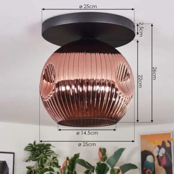 hofstein Ripoll Plafonnier, Boule lumineuse Cuivré, 1 lumière* Lampes Modernes