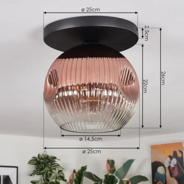 hofstein Ripoll Plafonnier, Boule lumineuse Clair, Cuivré, 1 lumière* Lampes Modernes