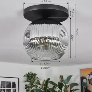 hofstein Ripoll Plafonnier, Boule lumineuse Chrome, Clair, Fumé, 1 lumière* Lampes Modernes