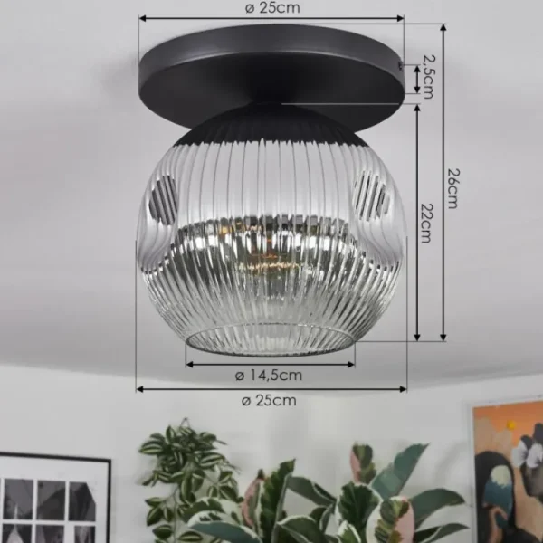 hofstein Ripoll Plafonnier, Boule lumineuse Chrome, Clair, Fumé, 1 lumière* Lampes Modernes