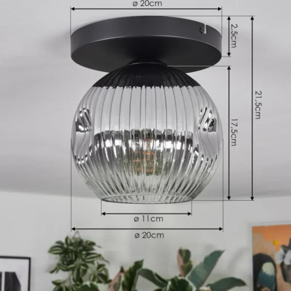 hofstein Ripoll Plafonnier, Boule lumineuse Clair, Fumé, 1 lumière* Lampes Modernes