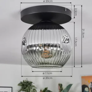 hofstein Ripoll Plafonnier, Boule lumineuse Chrome, Clair, Fumé, 1 lumière* Lampes Modernes