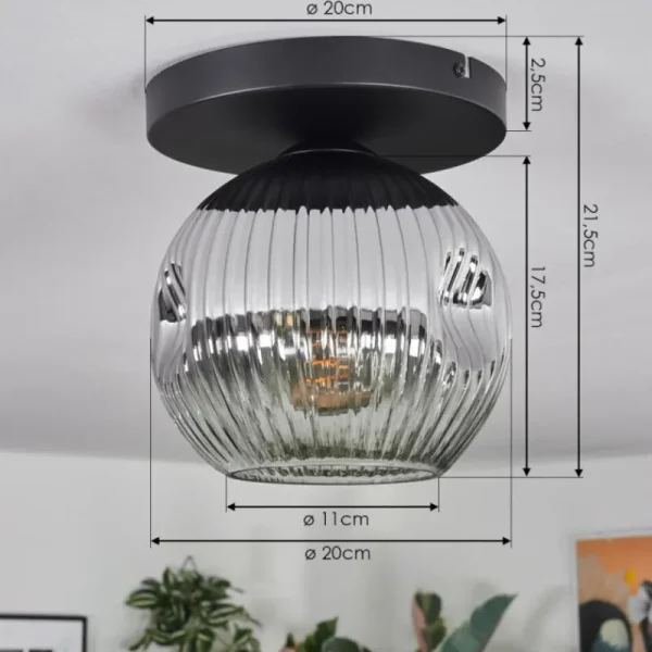 hofstein Ripoll Plafonnier, Boule lumineuse Chrome, Clair, Fumé, 1 lumière* Lampes Modernes