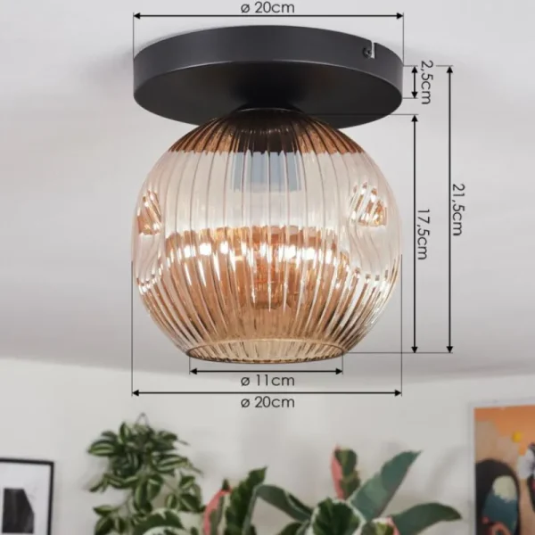 hofstein Ripoll Plafonnier, Boule lumineuse Ambre, 1 lumière* Lampes Modernes
