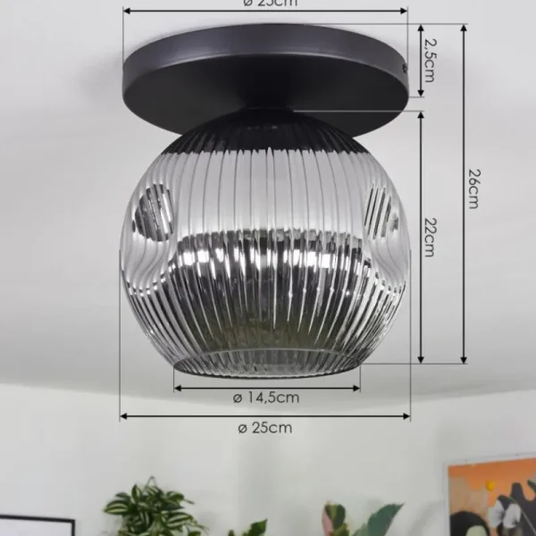hofstein Ripoll Plafonnier, Boule lumineuse Fumé, 1 lumière* Lampes Modernes