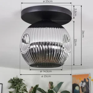 hofstein Ripoll Plafonnier, Boule lumineuse Chrome, Fumé, 1 lumière* Lampes Modernes