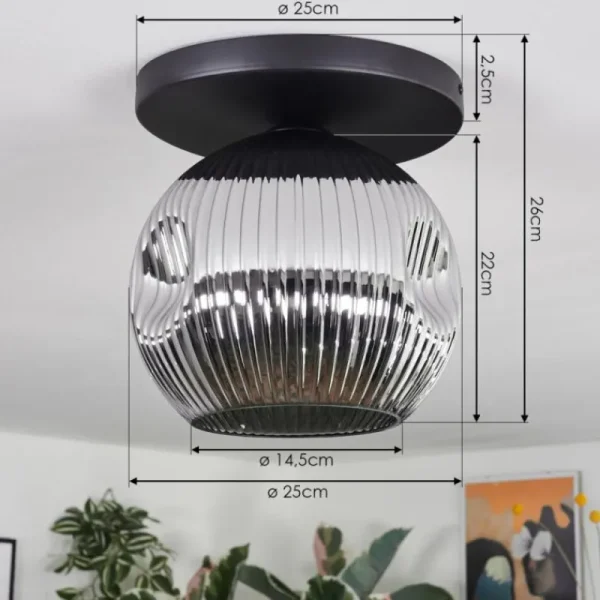 hofstein Ripoll Plafonnier, Boule lumineuse Chrome, Fumé, 1 lumière* Lampes Modernes