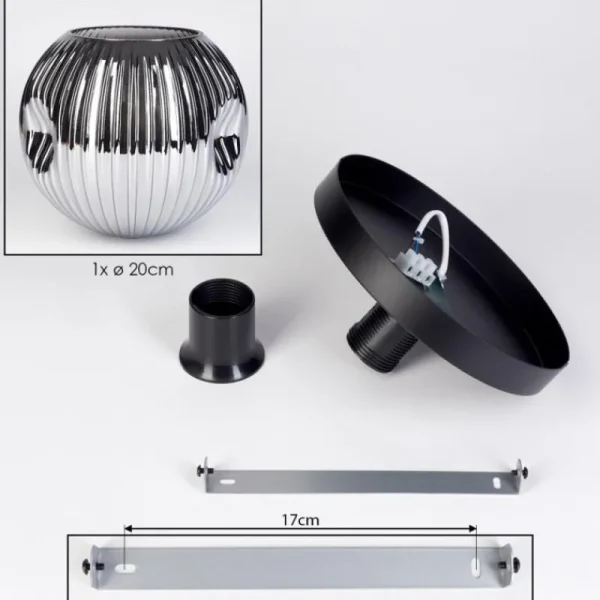 hofstein Ripoll Plafonnier, Boule lumineuse Chrome, Fumé, 1 lumière* Lampes Modernes