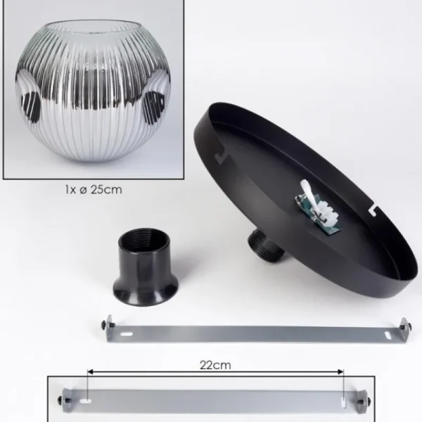 hofstein Ripoll Plafonnier, Boule lumineuse Chrome, Clair, Fumé, 1 lumière* Lampes Modernes
