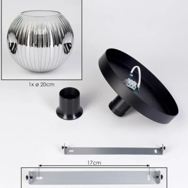hofstein Ripoll Plafonnier, Boule lumineuse Chrome, Clair, Fumé, 1 lumière* Lampes Modernes