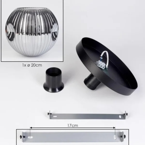 hofstein Ripoll Plafonnier, Boule lumineuse Fumé, 1 lumière* Lampes Modernes