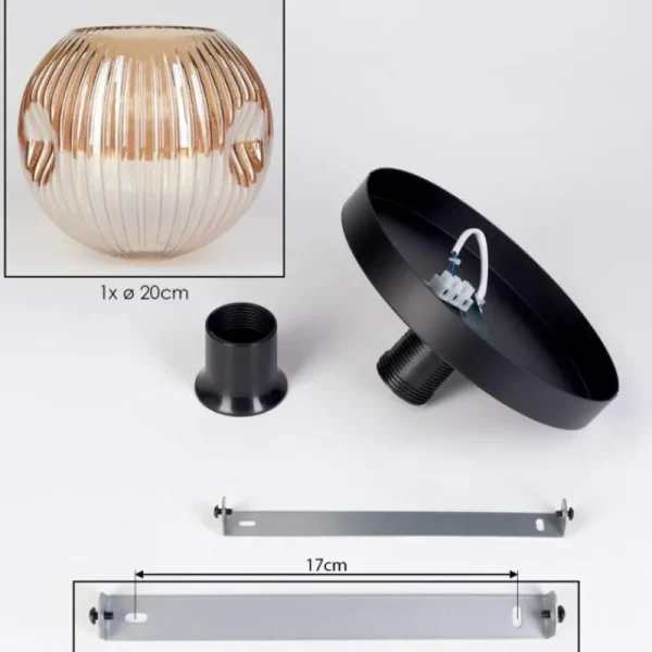 hofstein Ripoll Plafonnier, Boule lumineuse Ambre, 1 lumière* Lampes Modernes