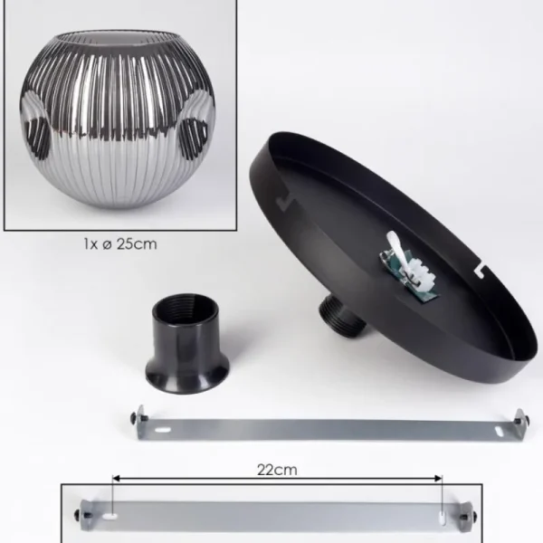 hofstein Ripoll Plafonnier, Boule lumineuse Chrome, Fumé, 1 lumière* Lampes Modernes