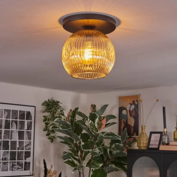 hofstein Ripoll Plafonnier, Boule lumineuse Ambre, 1 lumière* Lampes Modernes