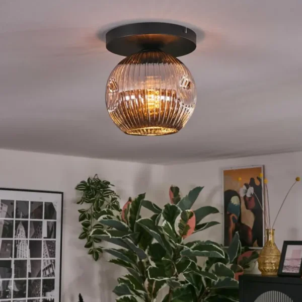 hofstein Ripoll Plafonnier, Boule lumineuse Chrome, Fumé, 1 lumière* Lampes Modernes
