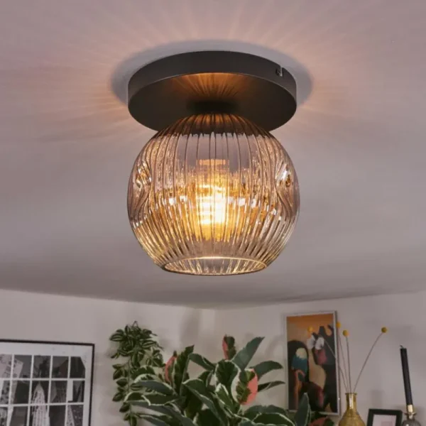 hofstein Ripoll Plafonnier, Boule lumineuse Clair, Fumé, 1 lumière* Lampes Modernes