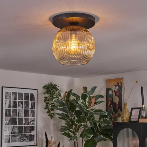 hofstein Ripoll Plafonnier, Boule lumineuse Ambre, Clair, 1 lumière* Lampes Modernes
