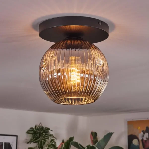 hofstein Ripoll Plafonnier, Boule lumineuse Fumé, 1 lumière* Lampes Modernes