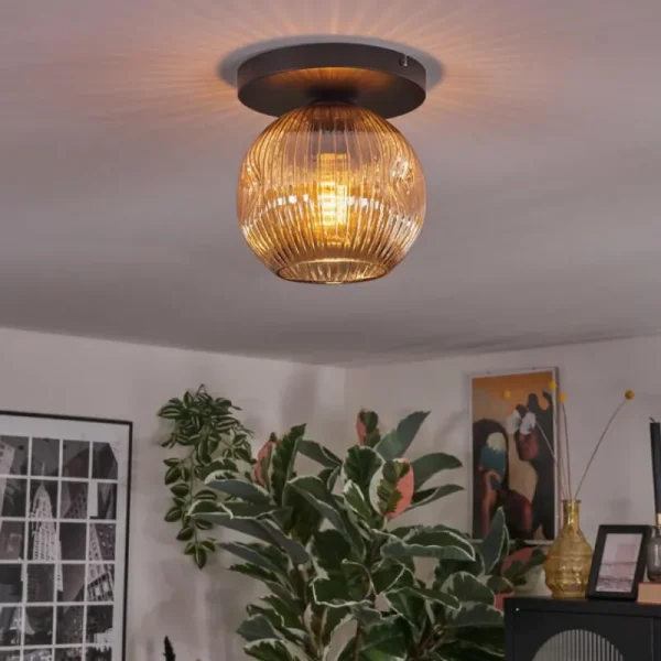 hofstein Ripoll Plafonnier, Boule lumineuse Ambre, 1 lumière* Lampes Modernes