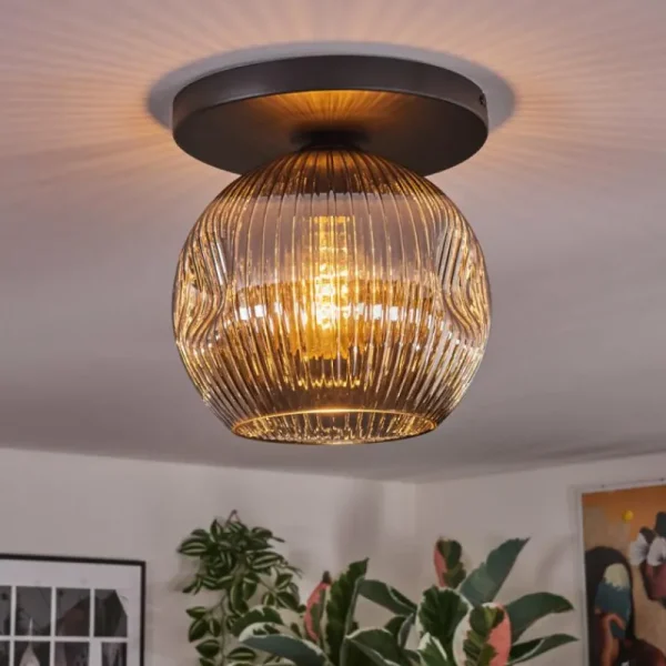 hofstein Ripoll Plafonnier, Boule lumineuse Fumé, 1 lumière* Lampes Modernes