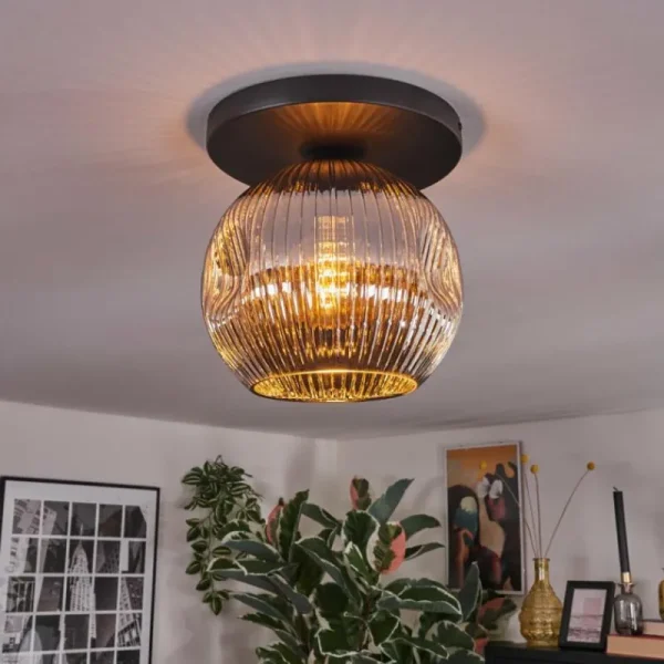 hofstein Ripoll Plafonnier, Boule lumineuse Chrome, Fumé, 1 lumière* Lampes Modernes