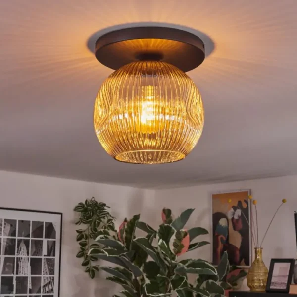 hofstein Ripoll Plafonnier, Boule lumineuse Ambre, 1 lumière* Lampes Modernes