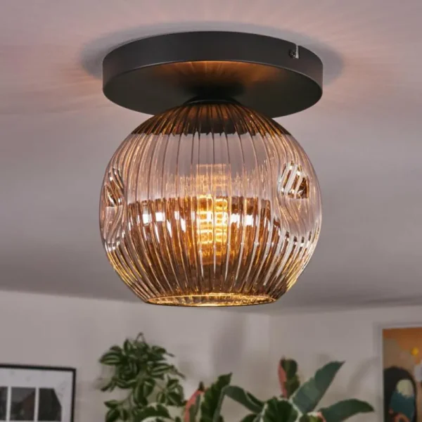 hofstein Ripoll Plafonnier, Boule lumineuse Chrome, Fumé, 1 lumière* Lampes Modernes
