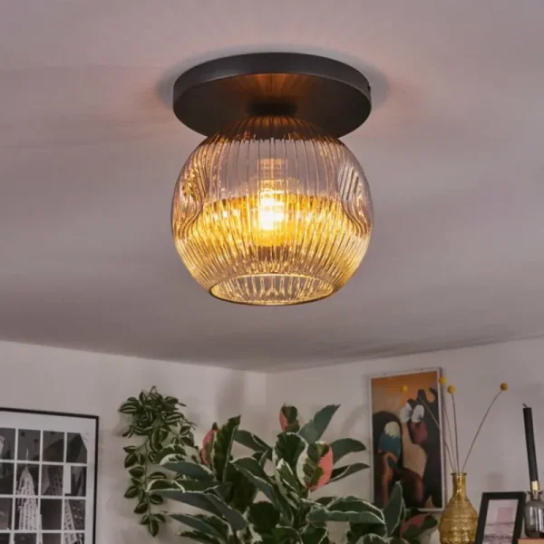 hofstein Ripoll Plafonnier, Boule lumineuse Chrome, Clair, Fumé, 1 lumière* Lampes Modernes