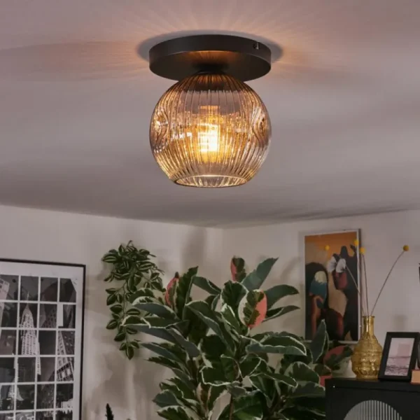 hofstein Ripoll Plafonnier, Boule lumineuse Clair, Fumé, 1 lumière* Lampes Modernes