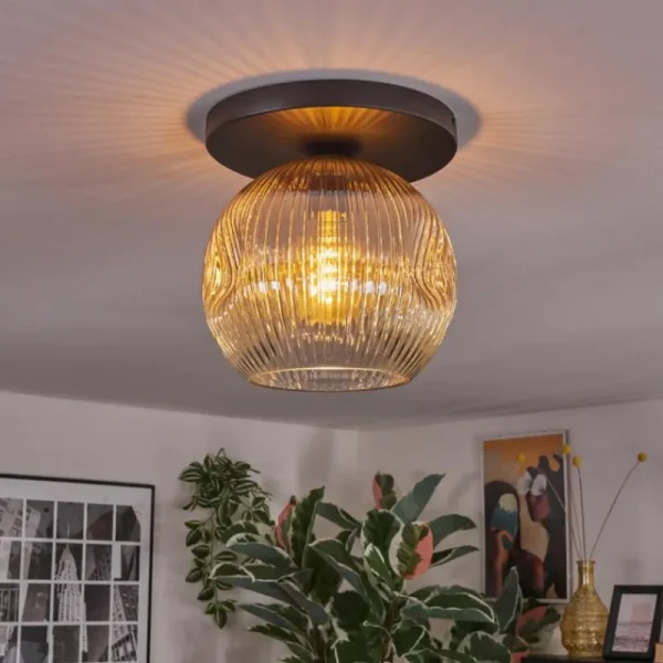 hofstein Ripoll Plafonnier, Boule lumineuse Ambre, Clair, 1 lumière* Lampes Modernes