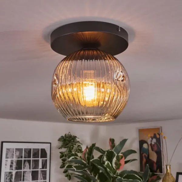 hofstein Ripoll Plafonnier, Boule lumineuse Chrome, Clair, Fumé, 1 lumière* Lampes Modernes