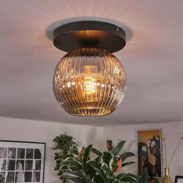 hofstein Ripoll Plafonnier, Boule lumineuse Fumé, 1 lumière* Lampes Modernes