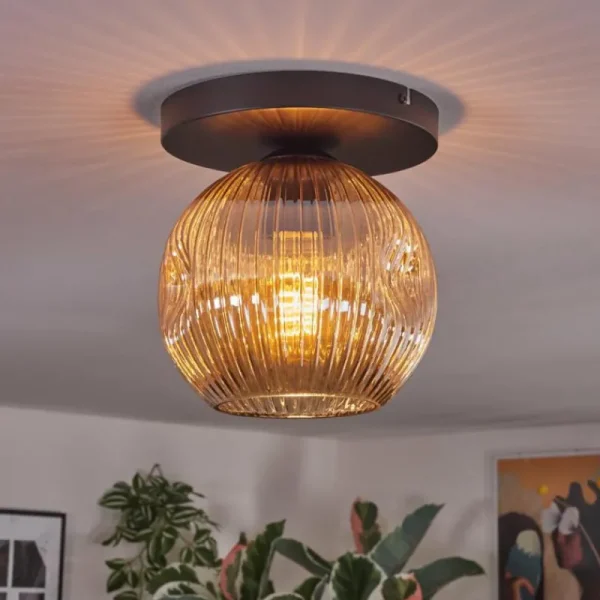 hofstein Ripoll Plafonnier, Boule lumineuse Ambre, 1 lumière* Lampes Modernes