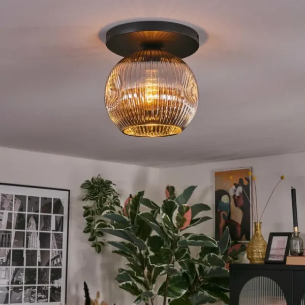 hofstein Ripoll Plafonnier, Boule lumineuse Chrome, Fumé, 1 lumière* Lampes Modernes
