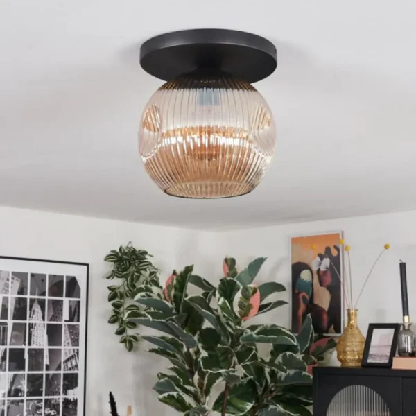 hofstein Ripoll Plafonnier, Boule lumineuse Ambre, 1 lumière* Lampes Modernes