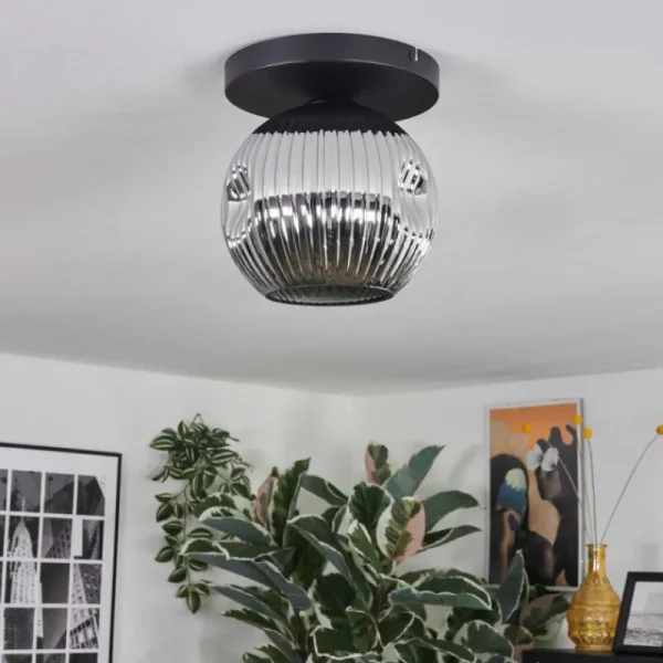 hofstein Ripoll Plafonnier, Boule lumineuse Chrome, Fumé, 1 lumière* Lampes Modernes