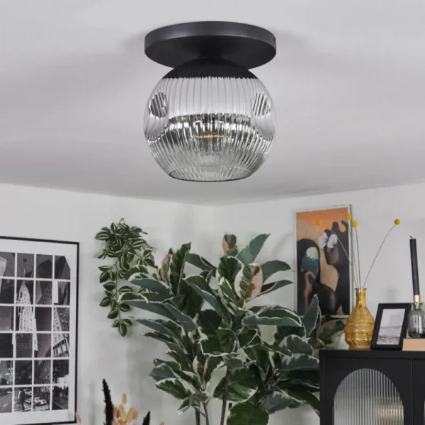 hofstein Ripoll Plafonnier, Boule lumineuse Chrome, Clair, Fumé, 1 lumière* Lampes Modernes