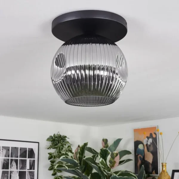 hofstein Ripoll Plafonnier, Boule lumineuse Fumé, 1 lumière* Lampes Modernes