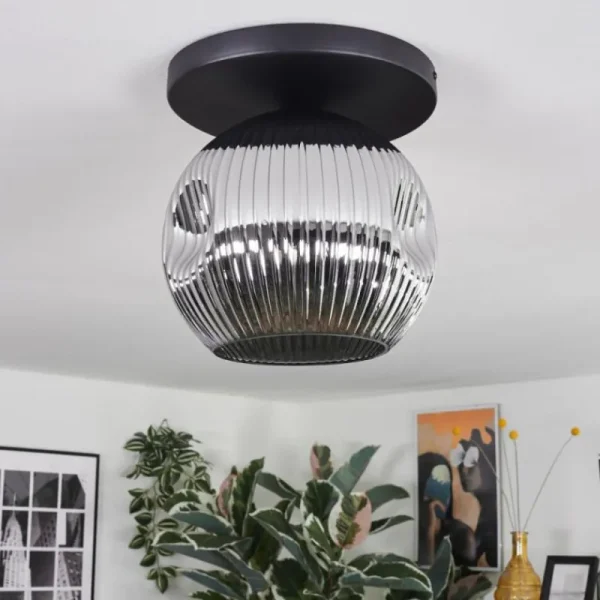 hofstein Ripoll Plafonnier, Boule lumineuse Chrome, Fumé, 1 lumière* Lampes Modernes